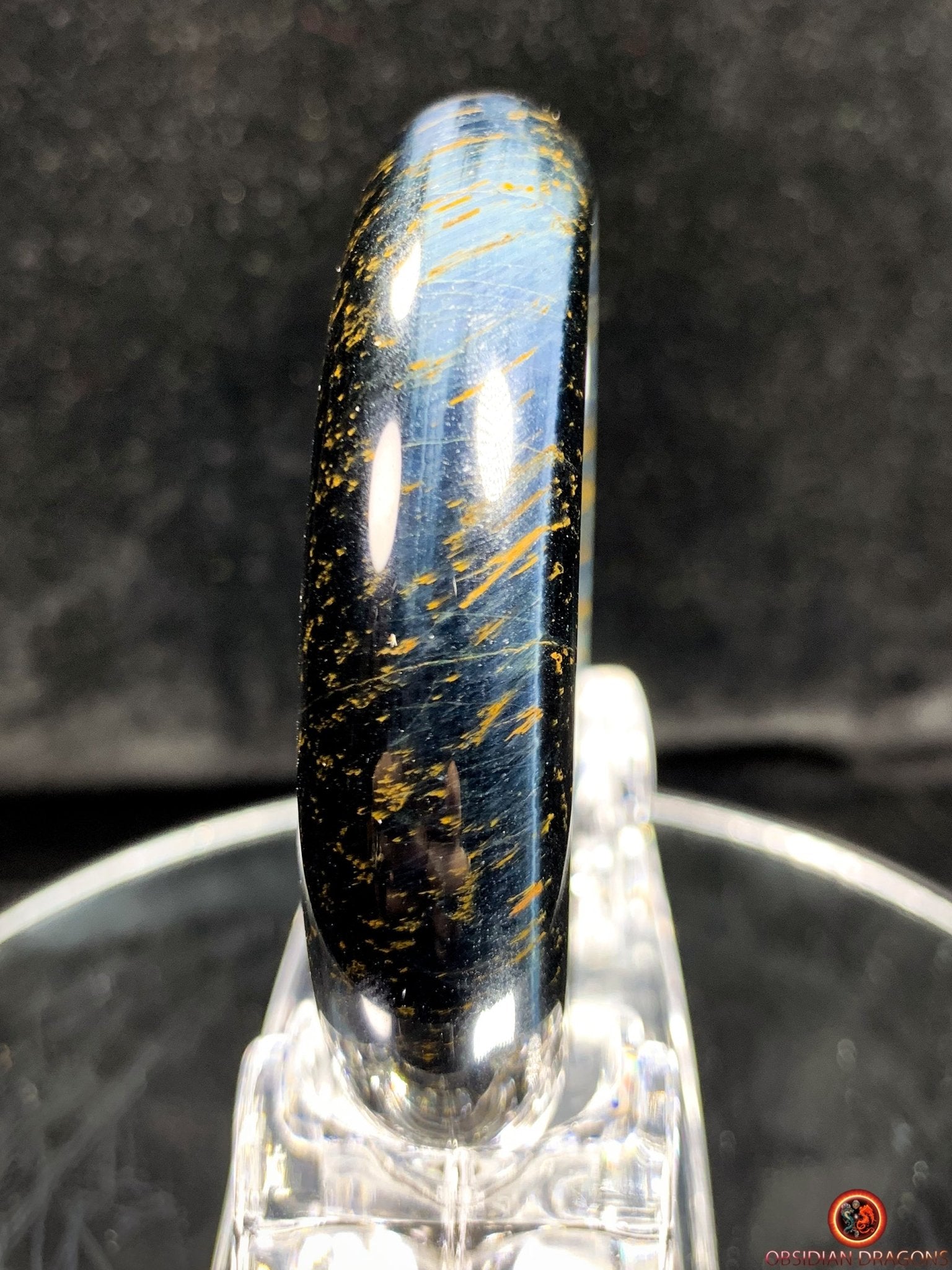 Bracelet Jonc en Œil de Faucon Naturel - Élégance et Raffinement | obsidian dragons
