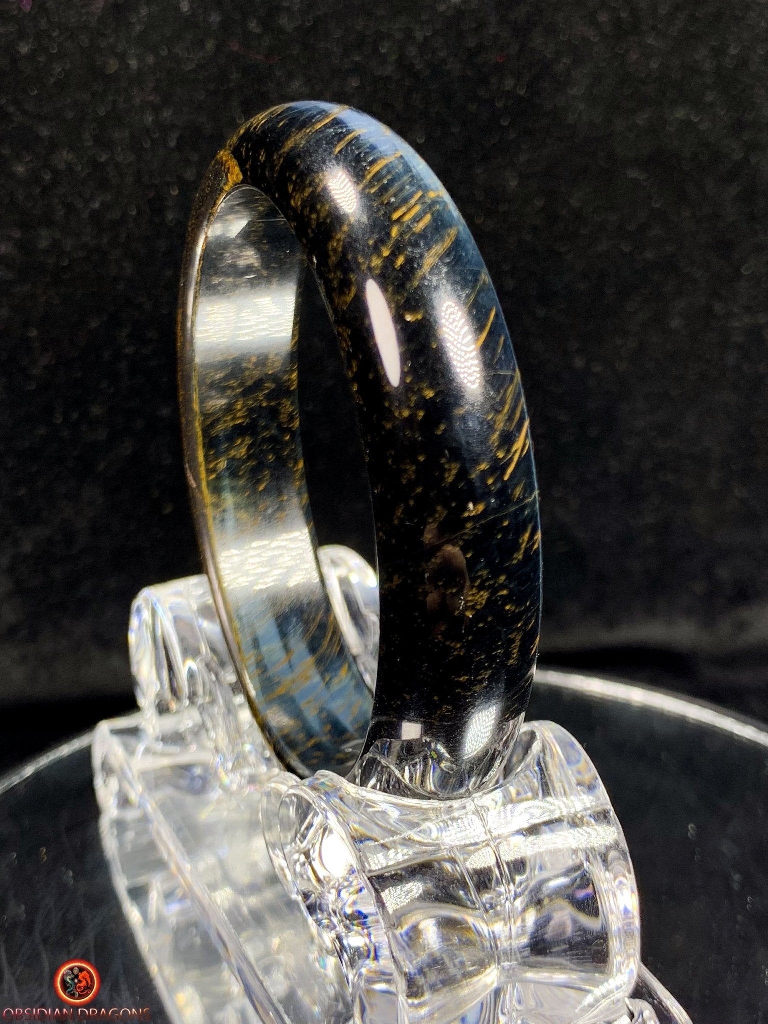 Bracelet Jonc en Œil de Faucon Naturel - Élégance et Raffinement | obsidian dragons