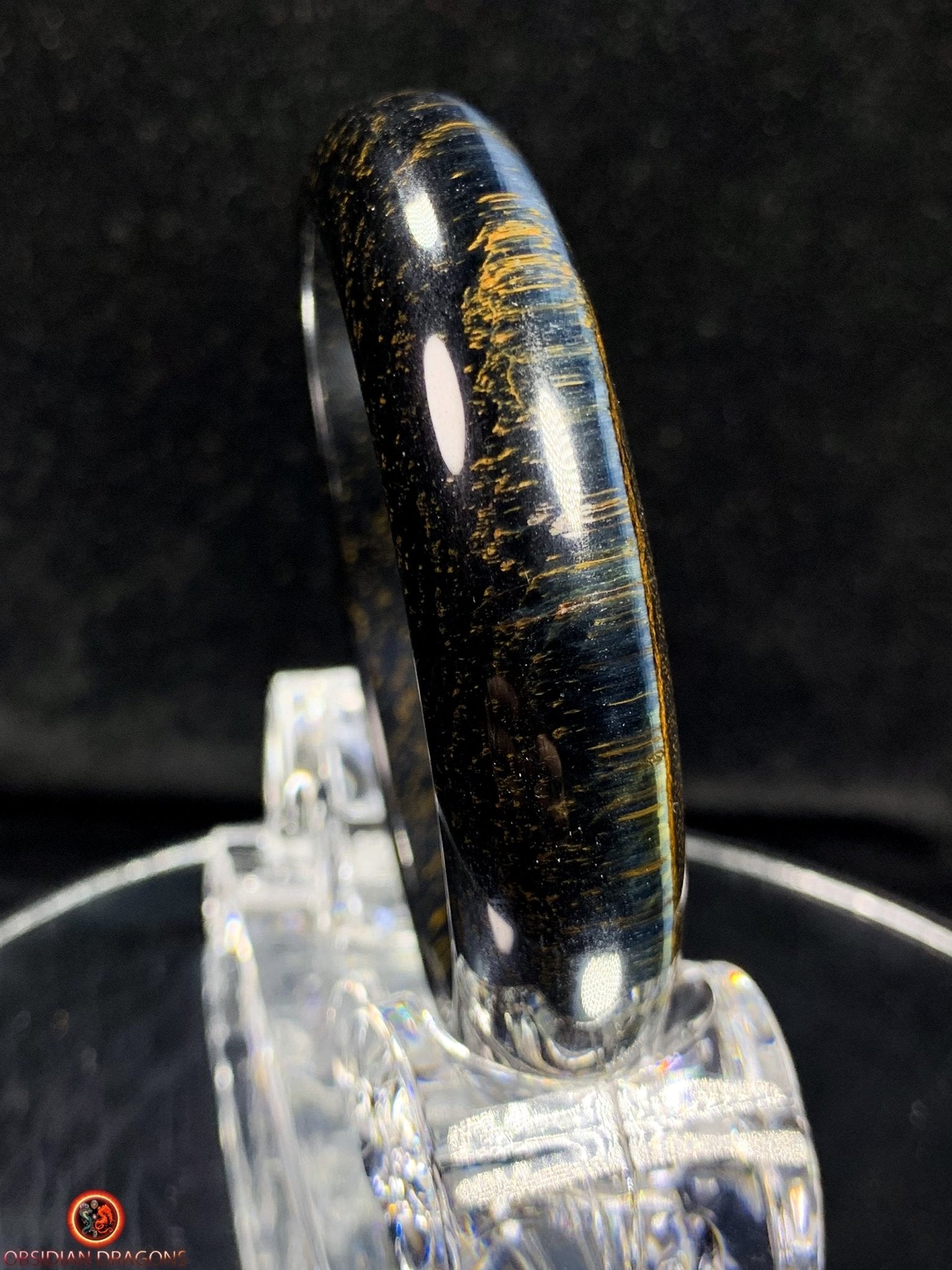 Bracelet Jonc en Œil de Faucon Naturel - Élégance et Raffinement - obsidian dragons