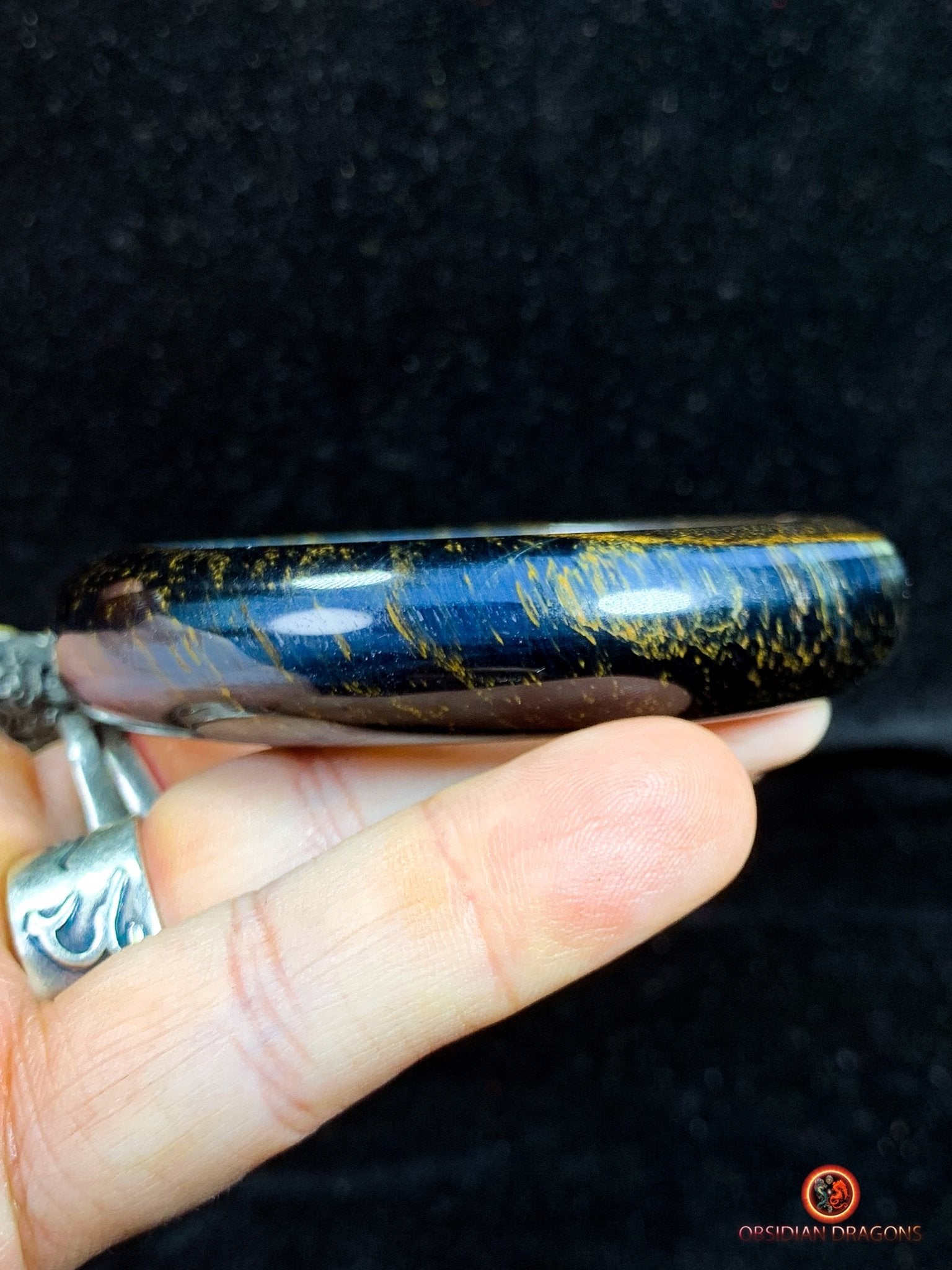Bracelet Jonc en Œil de Faucon Naturel - Élégance et Raffinement | obsidian dragons