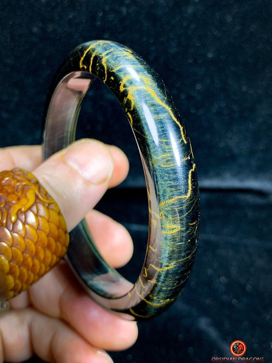 Bracelet Jonc en Œil de Faucon Naturel - Harmonie Et Éclat | obsidian dragons