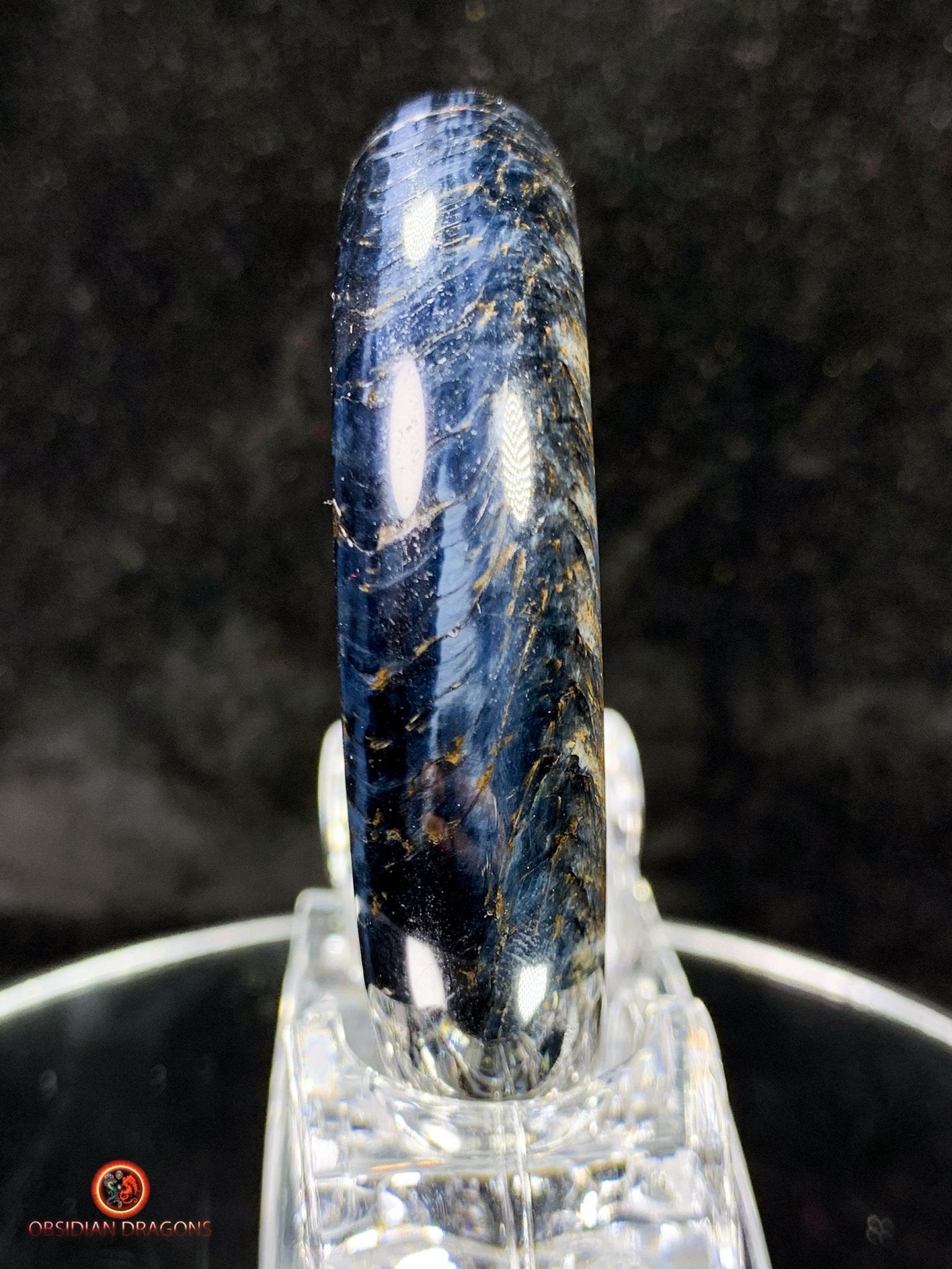 Bracelet Jonc en Œil de Faucon - Pierre Naturelle Certifiée | obsidian dragons