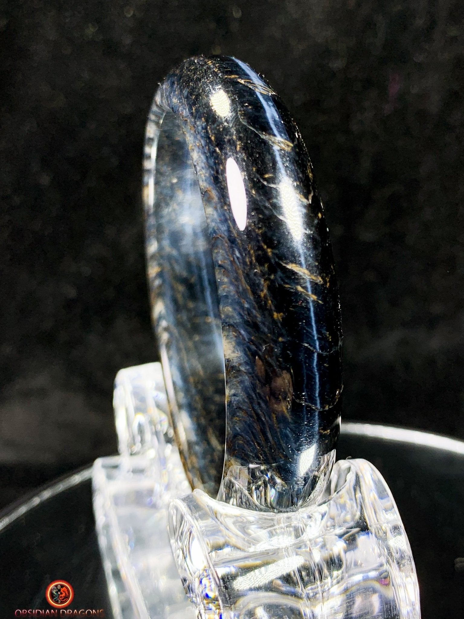 Bracelet Jonc en Œil de Faucon - Pierre Naturelle Certifiée | obsidian dragons