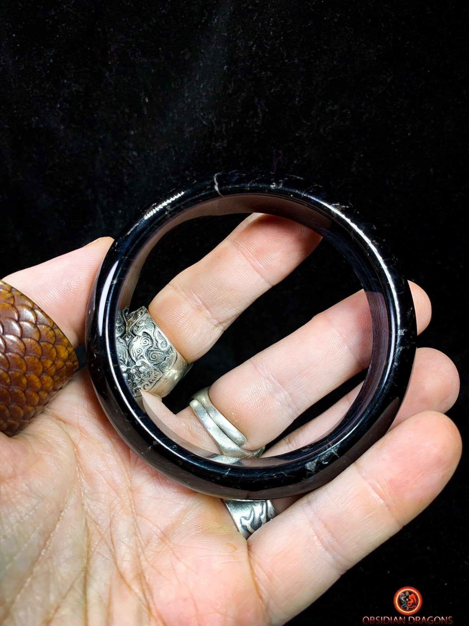Bracelet Jonc en Œil de Faucon - Pierre Naturelle Certifiée | obsidian dragons
