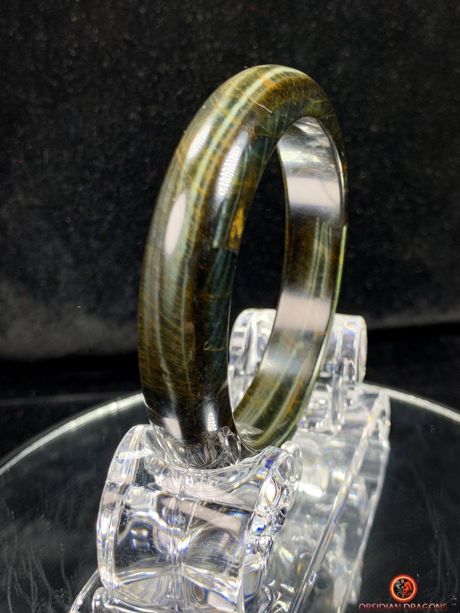 Bracelet Jonc en Œil de Faucon naturel - Élégance et Qualité | obsidian dragons