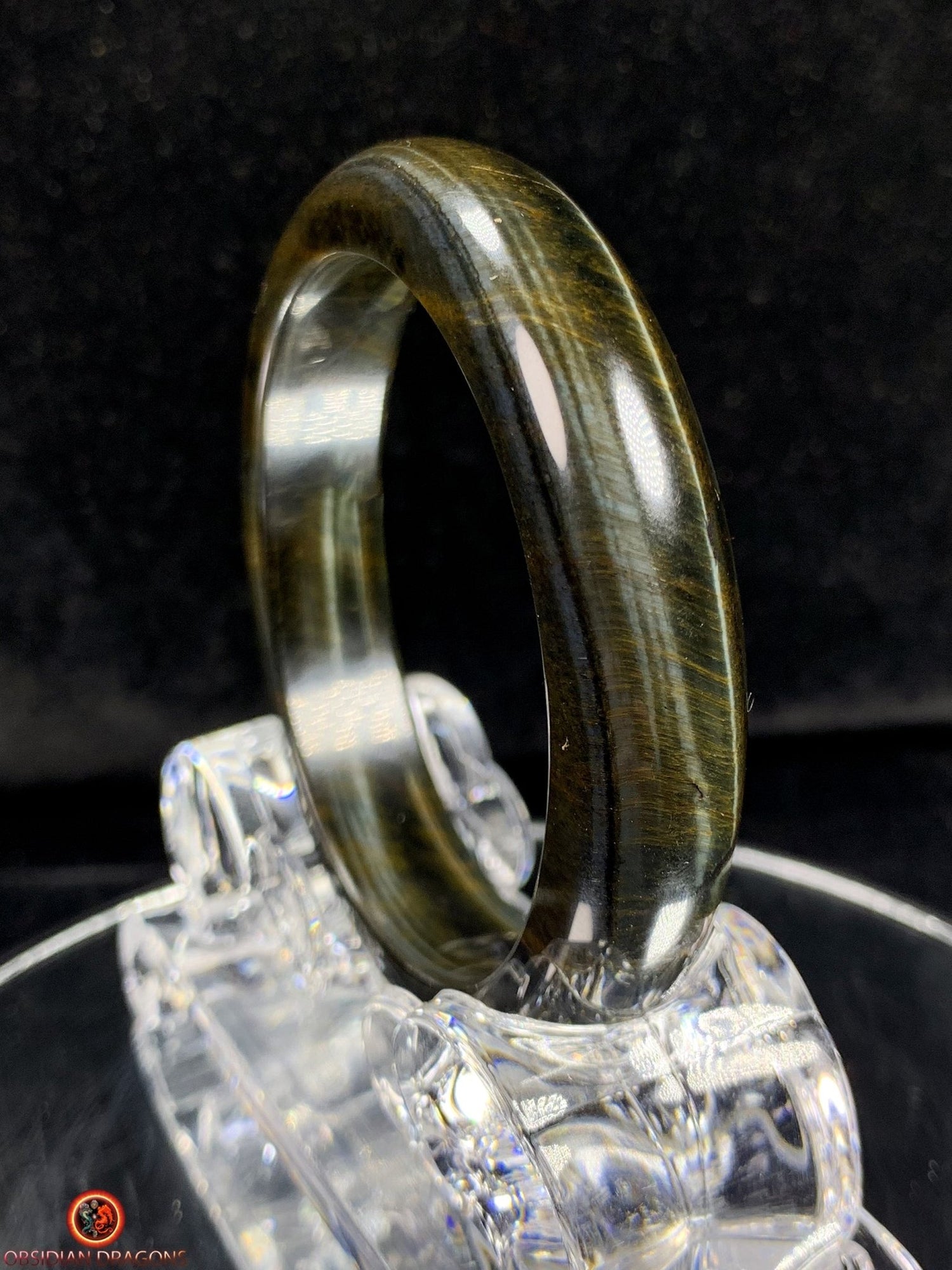 Bracelet Jonc en Œil de Faucon naturel - Élégance et Qualité | obsidian dragons