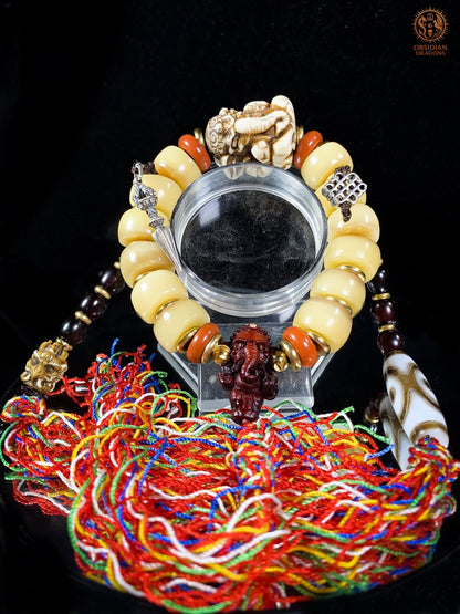 Bracelet Tantrique Tibétain en Os – Mala Ganesh | obsidian dragons