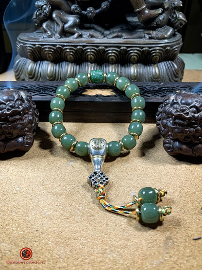 Bracelet bouddhiste en Jade naturel - Éveil et Sérénité | obsidian dragons