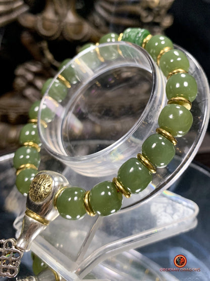 Bracelet bouddhiste en Jade naturel - Éveil et Sérénité | obsidian dragons