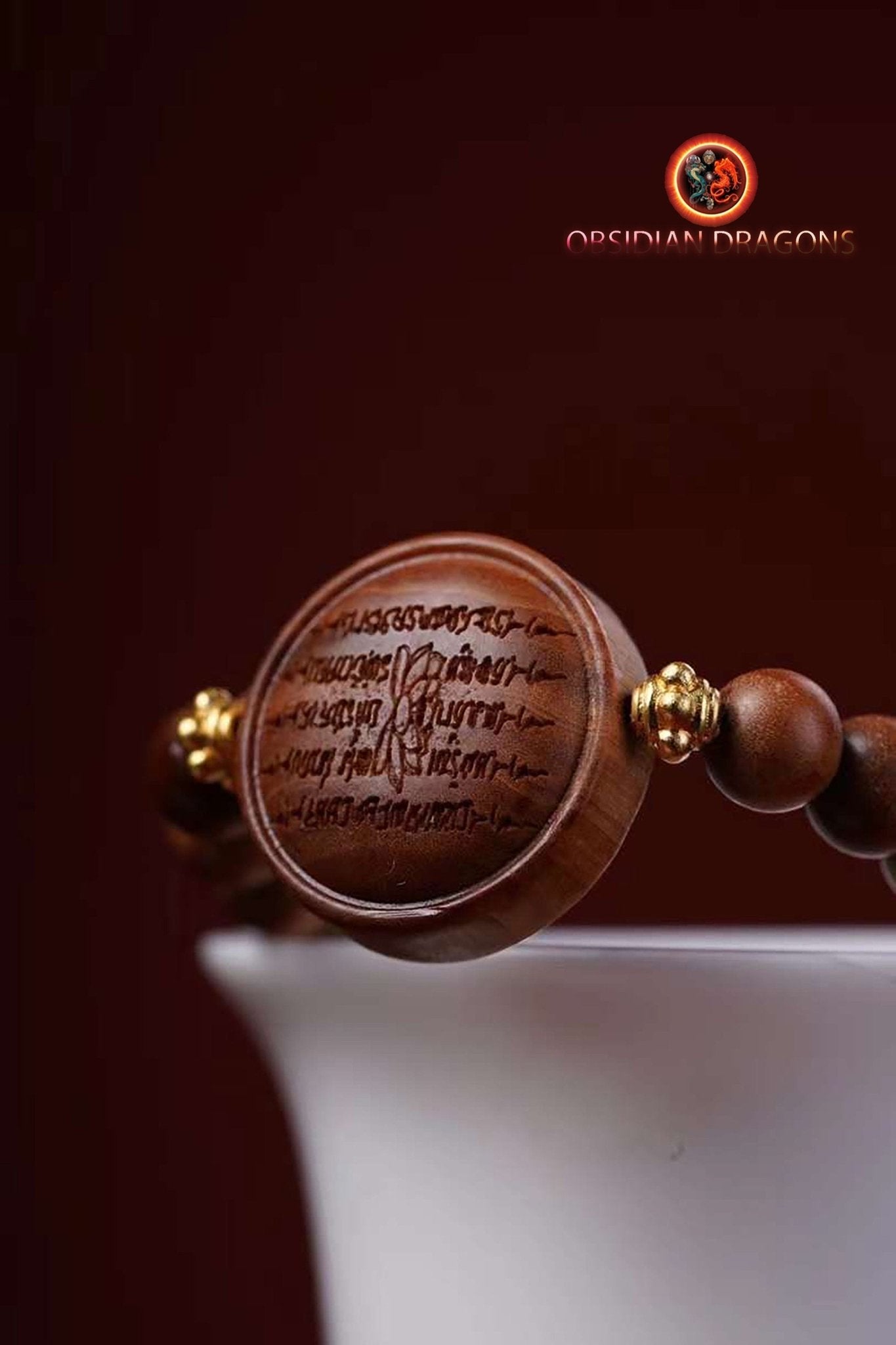Bracelet de Protection Bouddhiste en Santal - Sak Yant Thai | obsidian dragons