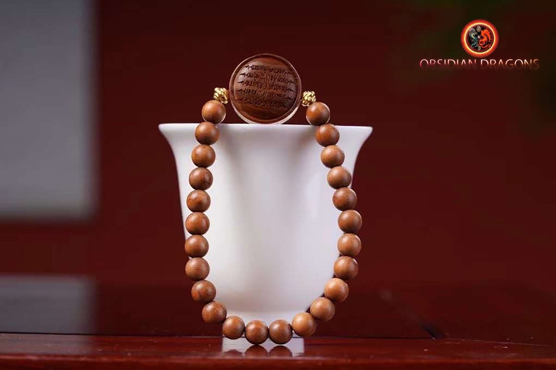 Bracelet de Protection Bouddhiste en Santal - Sak Yant Thai | obsidian dragons