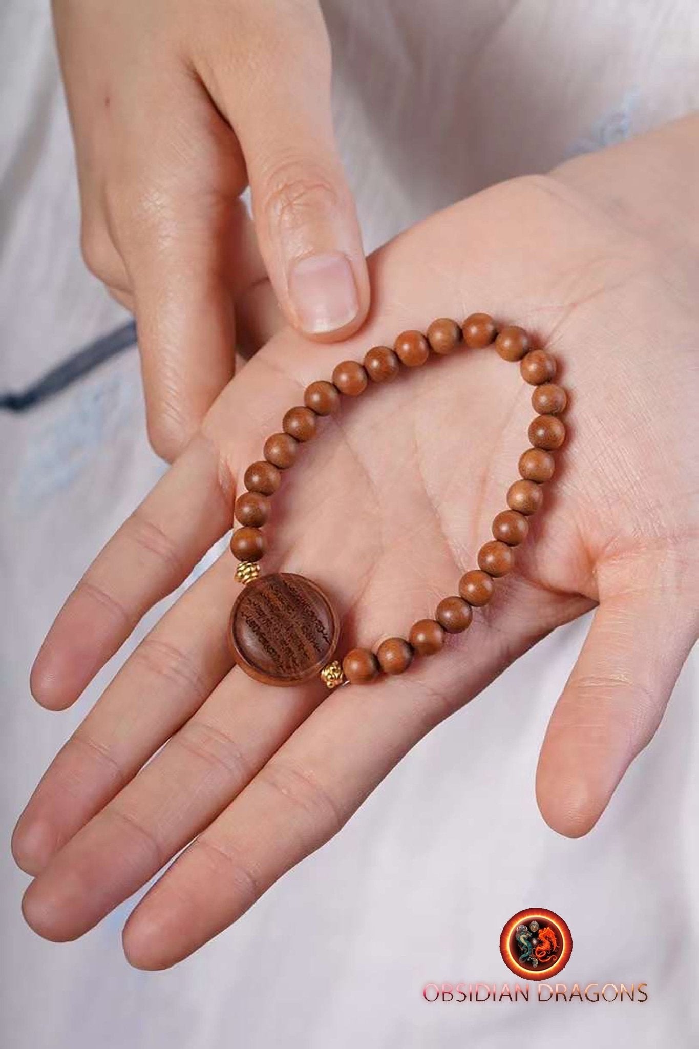 Bracelet de Protection Bouddhiste en Santal - Sak Yant Thai | obsidian dragons