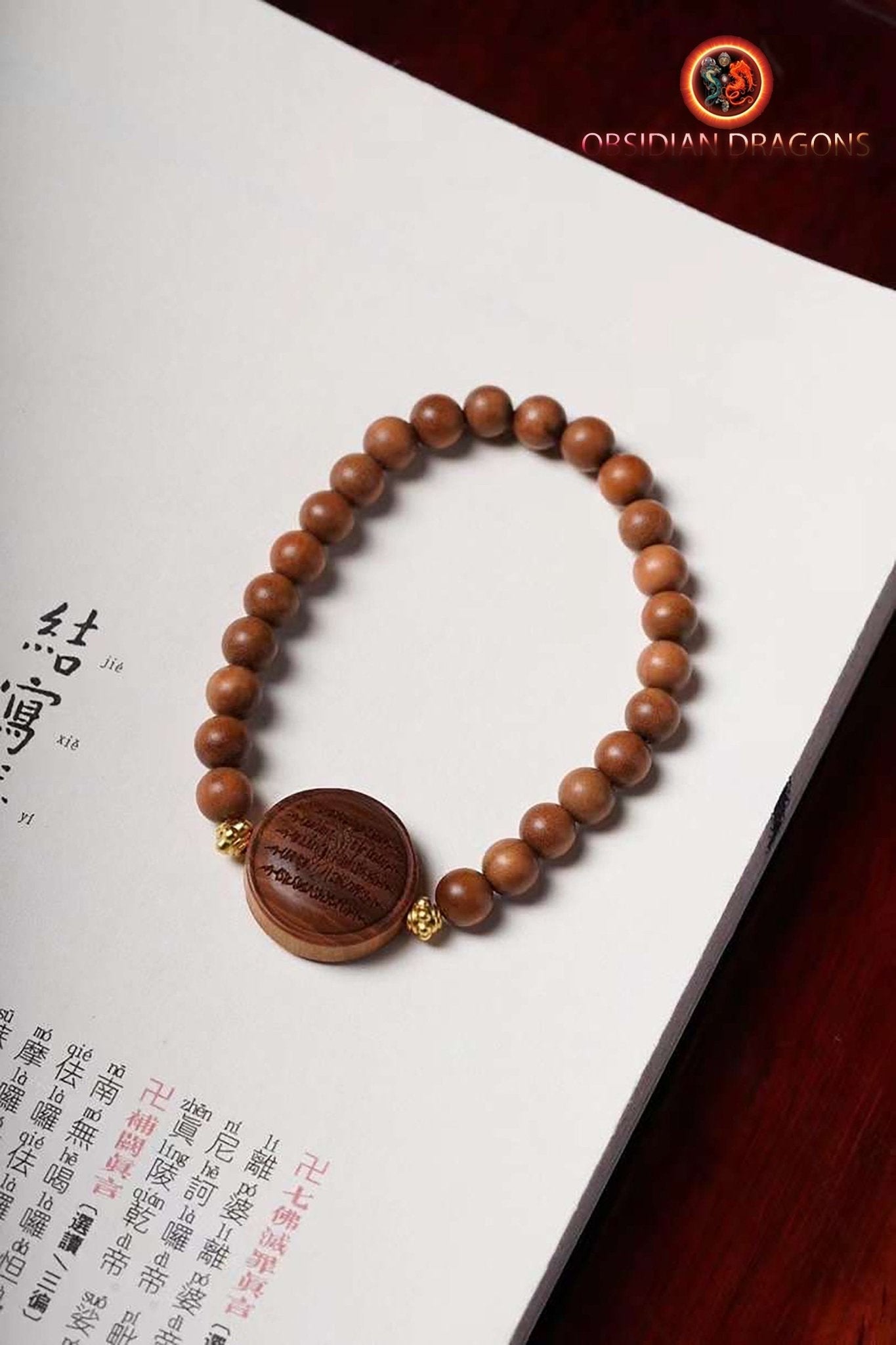 Bracelet de Protection Bouddhiste en Santal - Sak Yant Thai | obsidian dragons