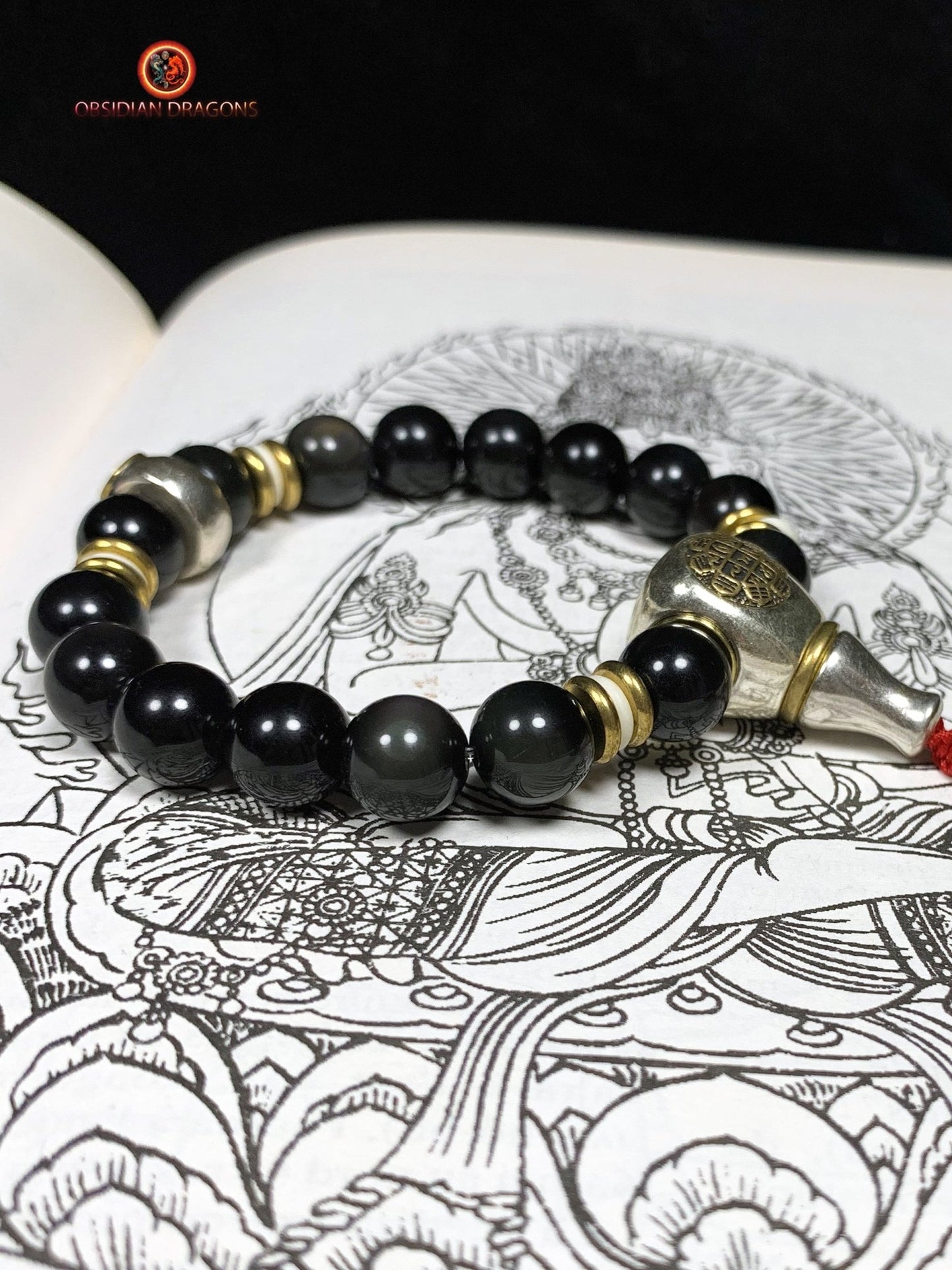 bracelet de protection bouddhiste- Bracelet en obsidienne | obsidian dragons