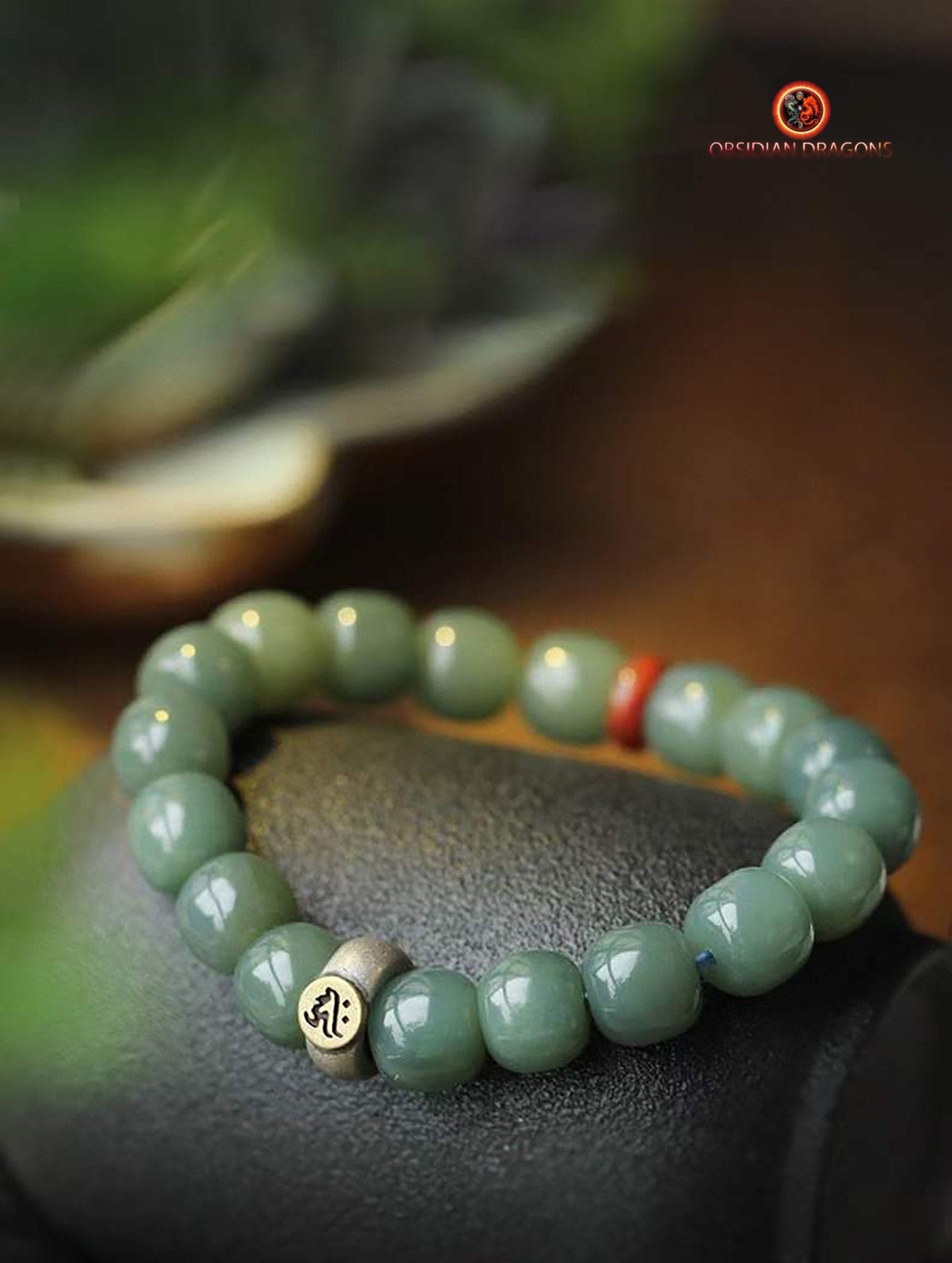 Bracelet en Jade- Protection du bouddha Amitabha | obsidian dragons