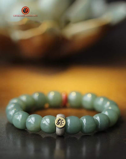 Bracelet en Jade- Protection du bouddha Amitabha | obsidian dragons