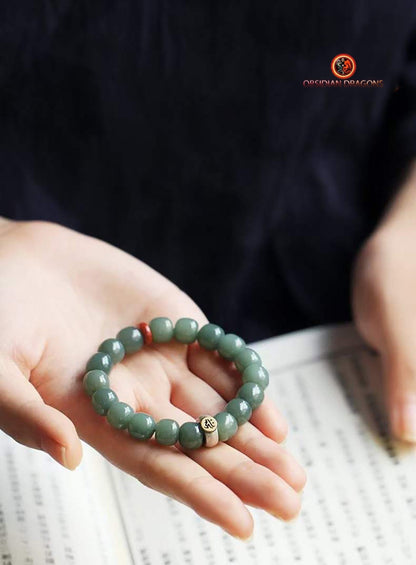 Bracelet en Jade- Protection du bouddha Amitabha | obsidian dragons