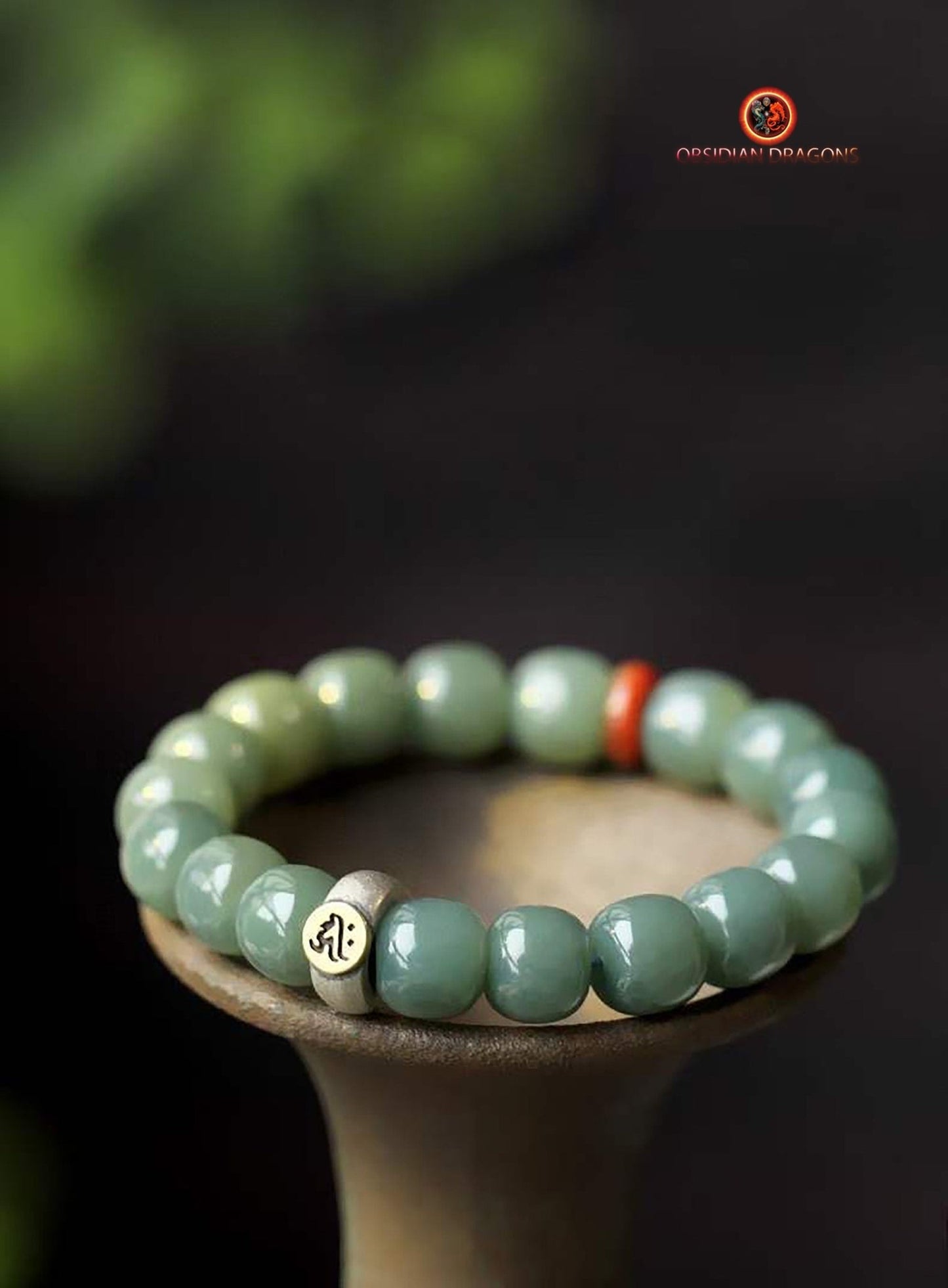 Bracelet en Jade- Protection du bouddha Amitabha | obsidian dragons