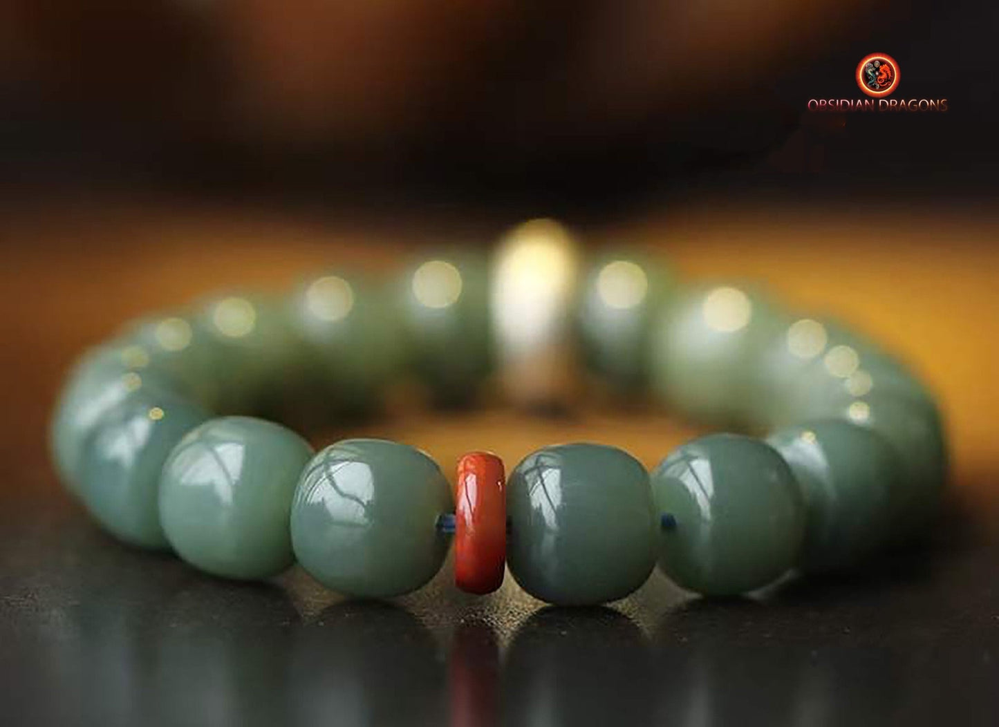 Bracelet en Jade- Protection du bouddha Amitabha | obsidian dragons