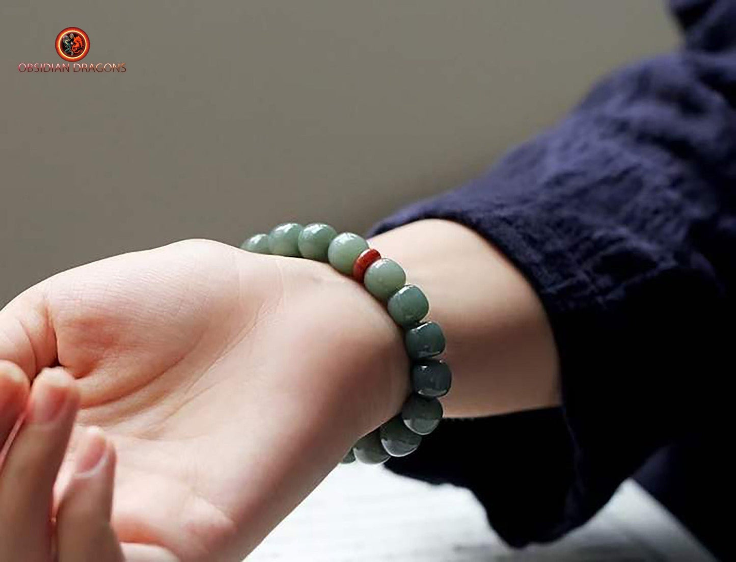 Bracelet en Jade- Protection du bouddha Amitabha | obsidian dragons