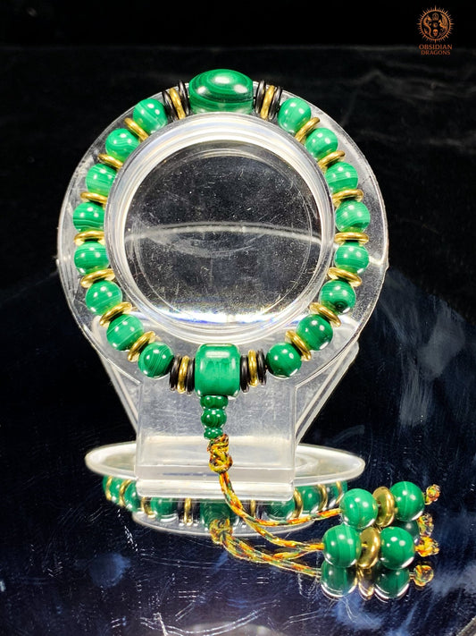 Bracelet en Malachite Naturelle - Mala tibétain de poignet | obsidian dragons