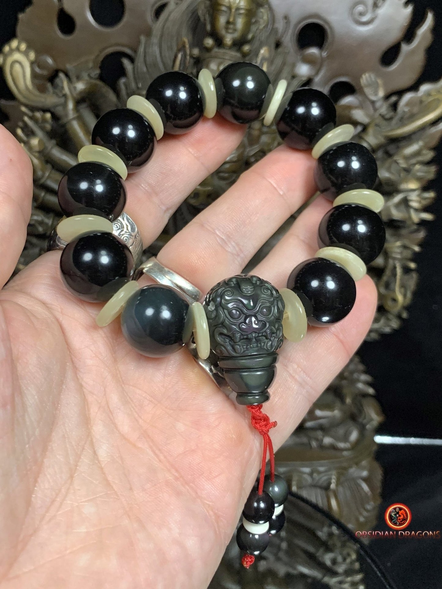 Bracelet en Obsidienne Pixiu - Protection et Abondance | obsidian dragons