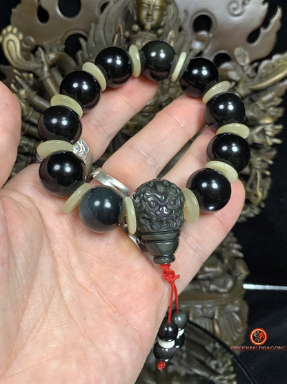 Bracelet en Obsidienne Pixiu - Protection et Abondance | obsidian dragons