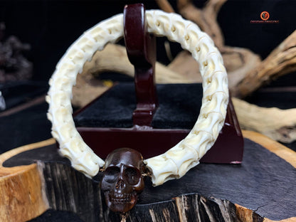 Bracelet en Vertèbres de Serpent - Crâne et Phurba | obsidian dragons