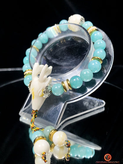 Bracelet en amazonite - Nacre - Gazelle du Dharmachakra | obsidian dragons