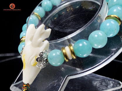 Bracelet en amazonite - Nacre - Gazelle du Dharmachakra | obsidian dragons