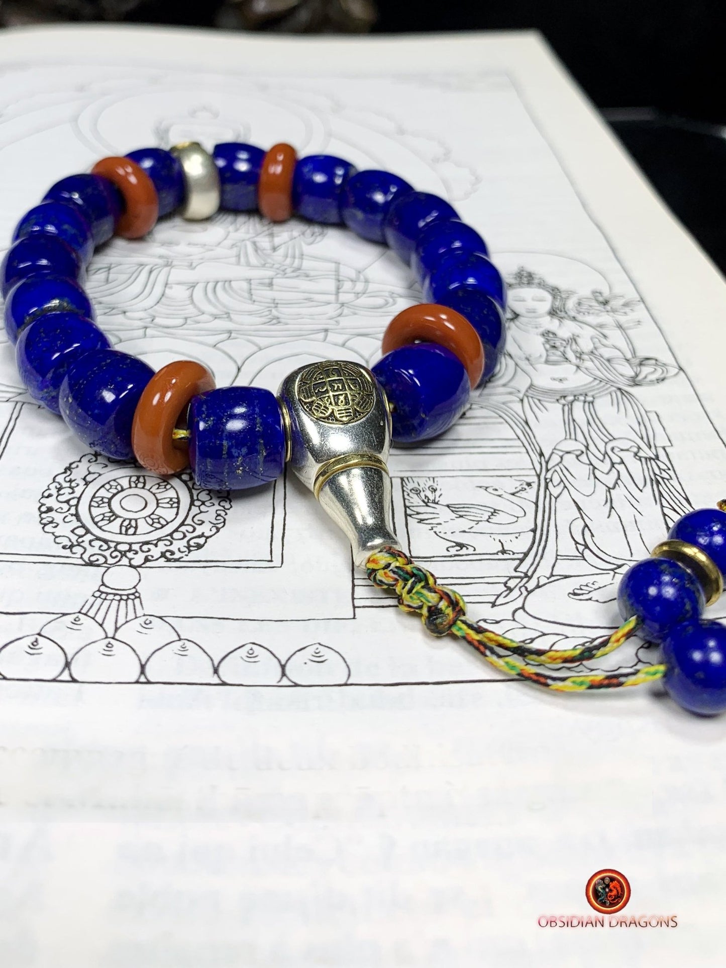 Bracelet en lapis lazuli rare- protection bouddhiste sah | obsidian dragons