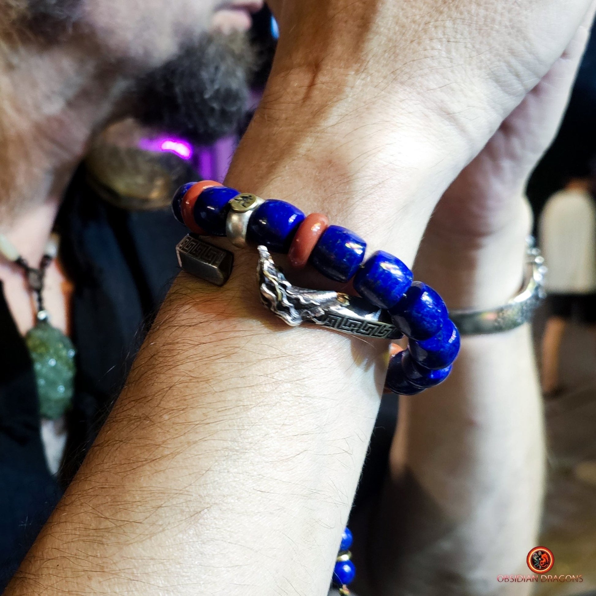 Bracelet en lapis lazuli rare- protection bouddhiste sah | obsidian dragons