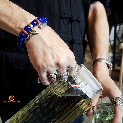 Bracelet en lapis lazuli rare- protection bouddhiste sah | obsidian dragons
