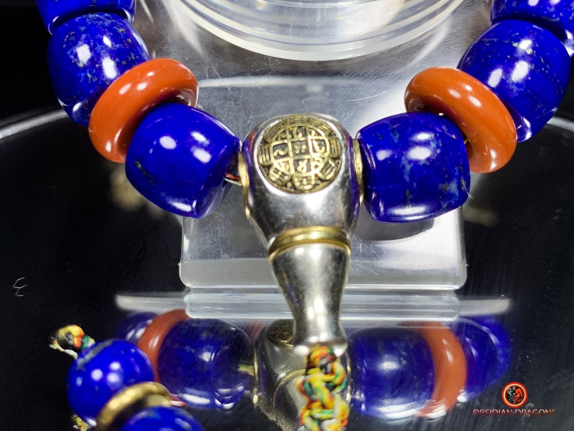 Bracelet en lapis lazuli rare- protection bouddhiste sah | obsidian dragons