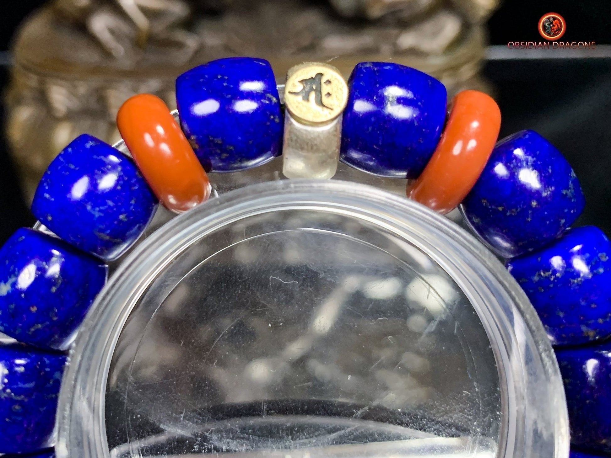 Bracelet en lapis lazuli rare- protection bouddhiste sah | obsidian dragons