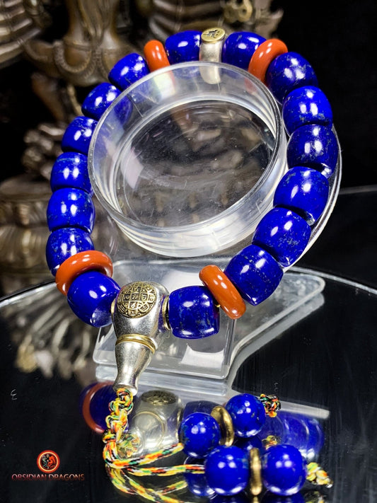 Bracelet en lapis lazuli rare- protection bouddhiste sah | obsidian dragons