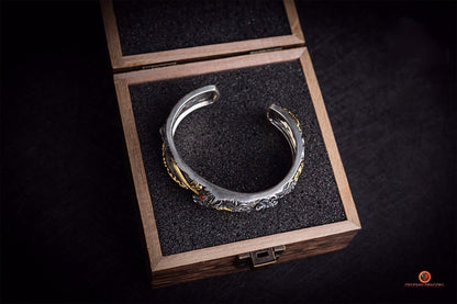 Bracelet Manchette Dragon Yazi en Argent - Force et Protection | obsidian dragons