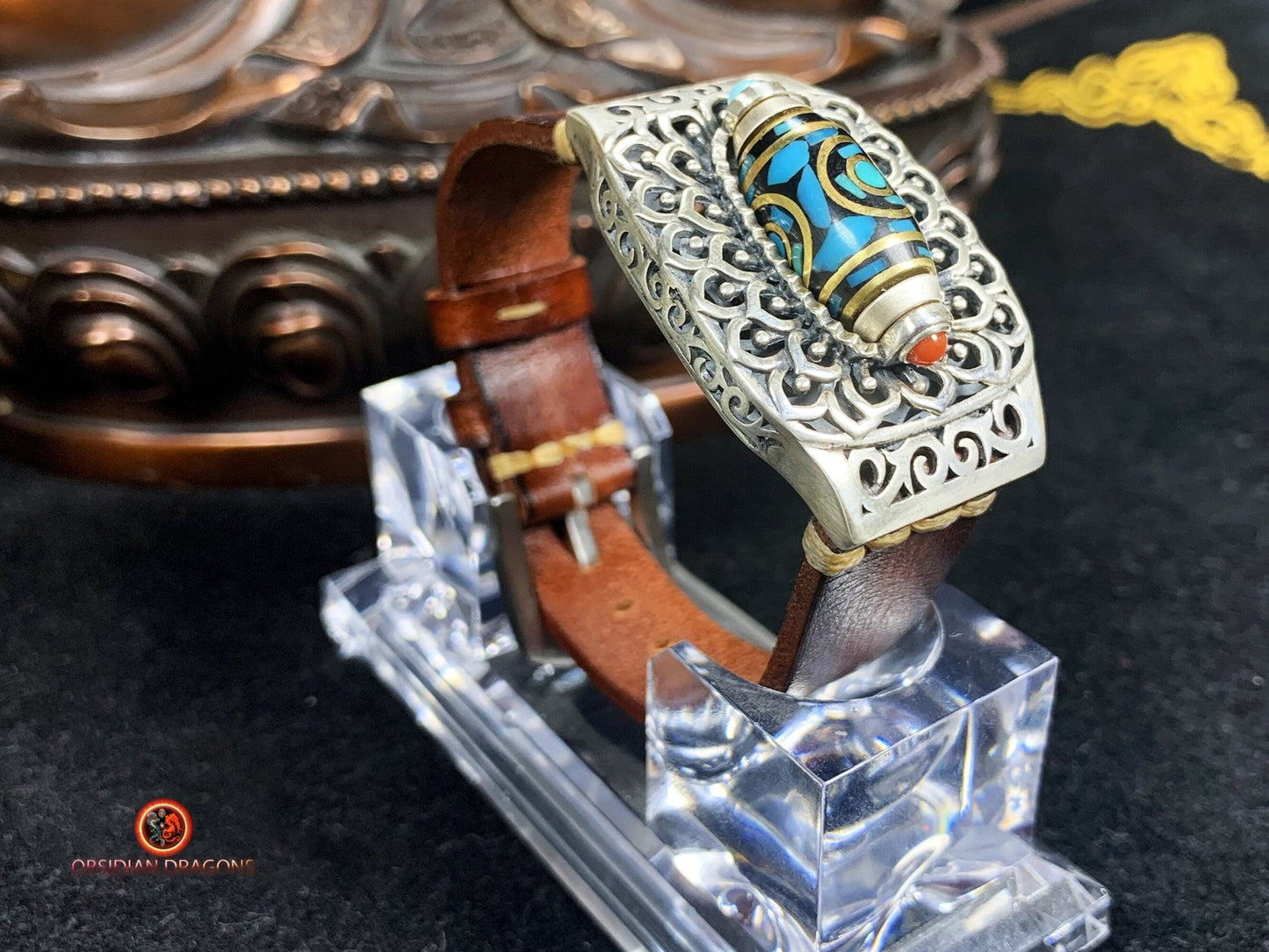 Bracelet tibétain - DZI à 3 yeux - Protection et longévité | obsidian dragons