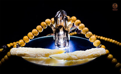 Collier Chaman - Mala Totem 108 perles – Tigre à dents de sabre - obsidian dragons