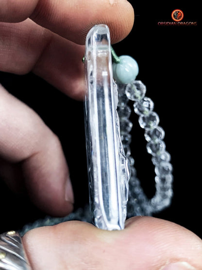 Collier Bouddhiste en Cristal de Roche Gemme du Bouddha Amitabha | obsidian dragons