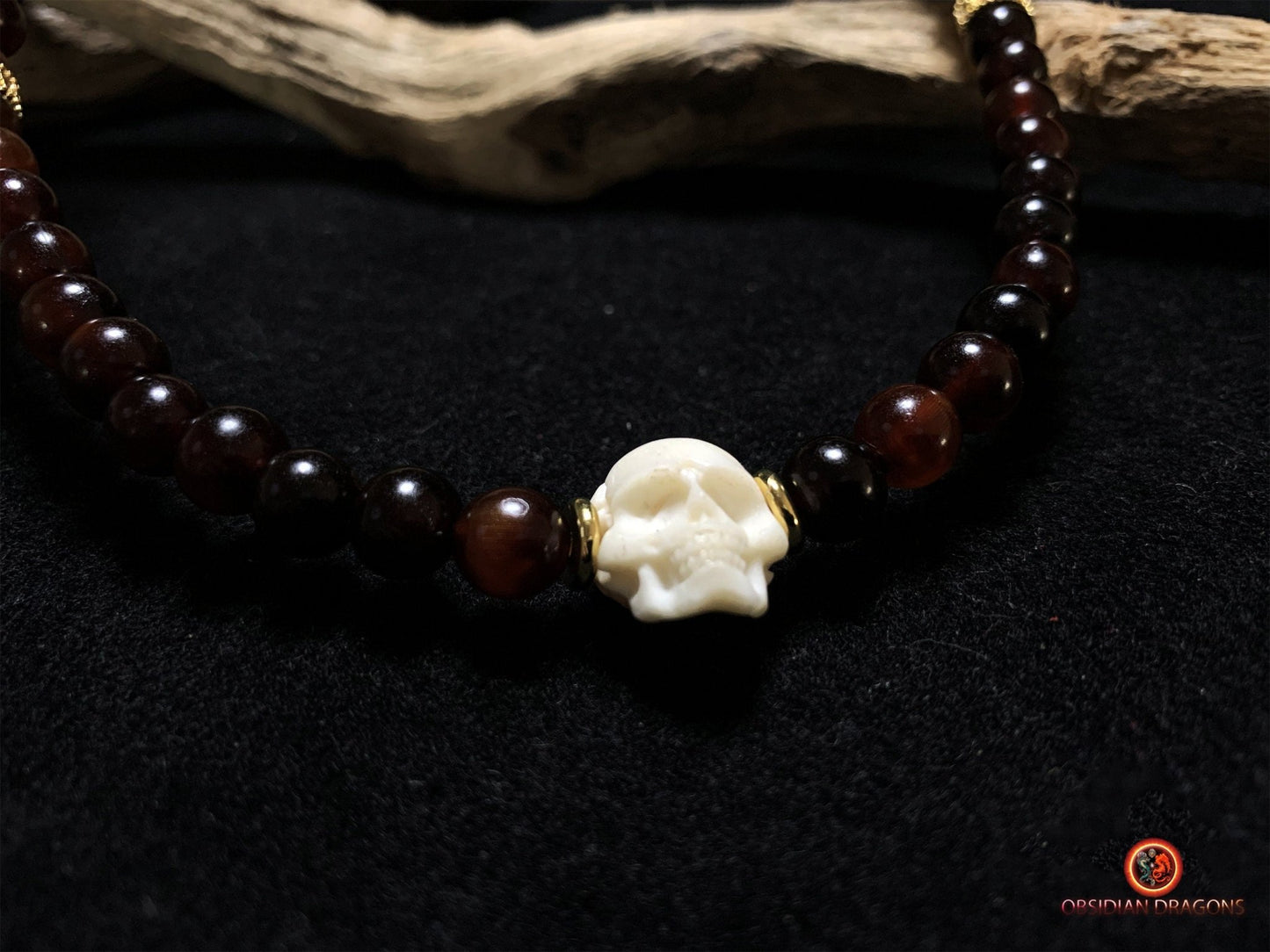 Collier Crâne Artisanal - corne et os de buffle - Pièce Signature | obsidian dragons