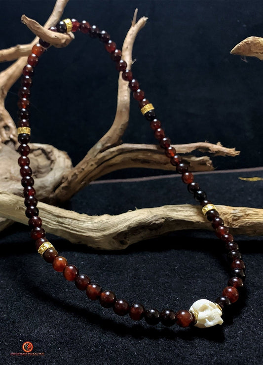 Collier Crâne Artisanal - corne et os de buffle - Pièce Signature | obsidian dragons