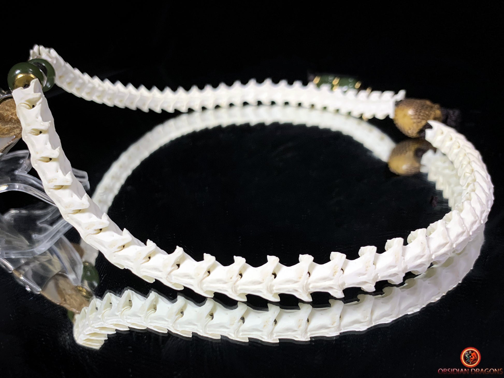 Collier Dent de Mégalodon et Vertèbres de Serpent – Collier Totem | obsidian dragons