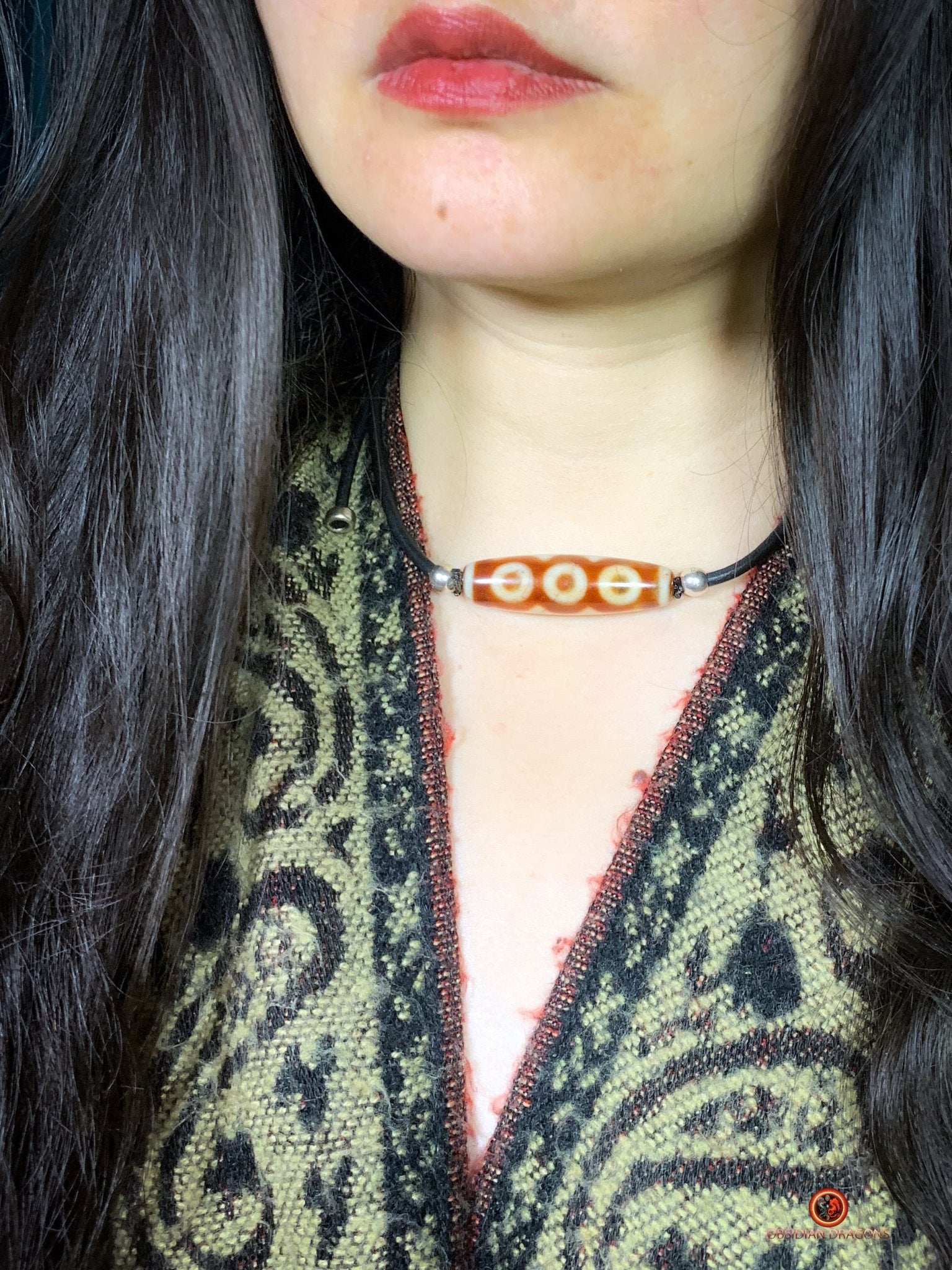 Collier Dzi à 5 Yeux Authentique – Harmonie et Sagesse Spirituelle | obsidian dragons