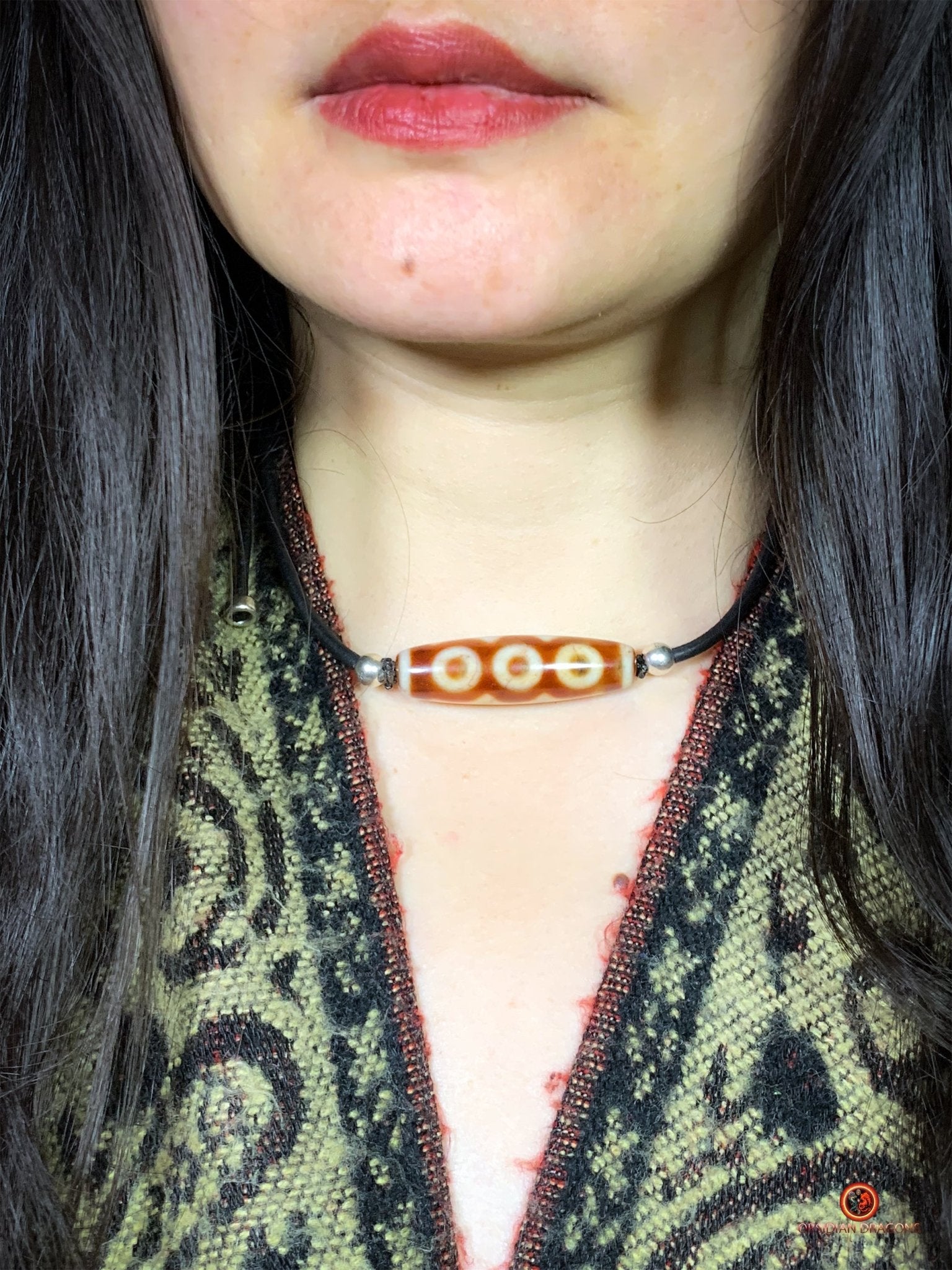 Collier Dzi à 5 Yeux Authentique – Harmonie et Sagesse Spirituelle | obsidian dragons