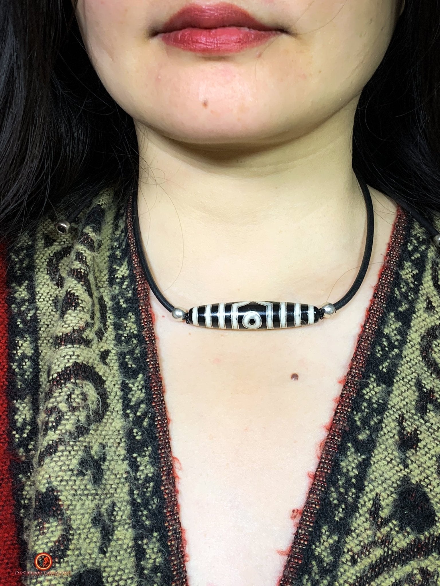 Collier Dzi à 3 Yeux Authentique – Intuition et Sagesse - obsidian dragons