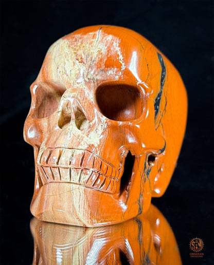 Crâne en Jaspe Rouge – Sculpture en Pierre Naturelle – Pièce Unique | obsidian dragons