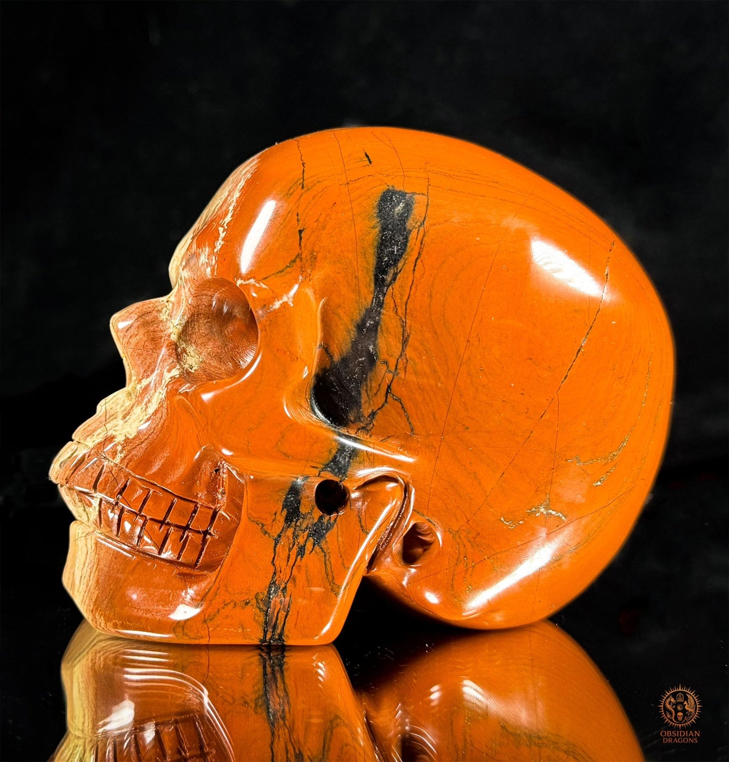 Crâne en Jaspe Rouge – Sculpture en Pierre Naturelle – Pièce Unique | obsidian dragons