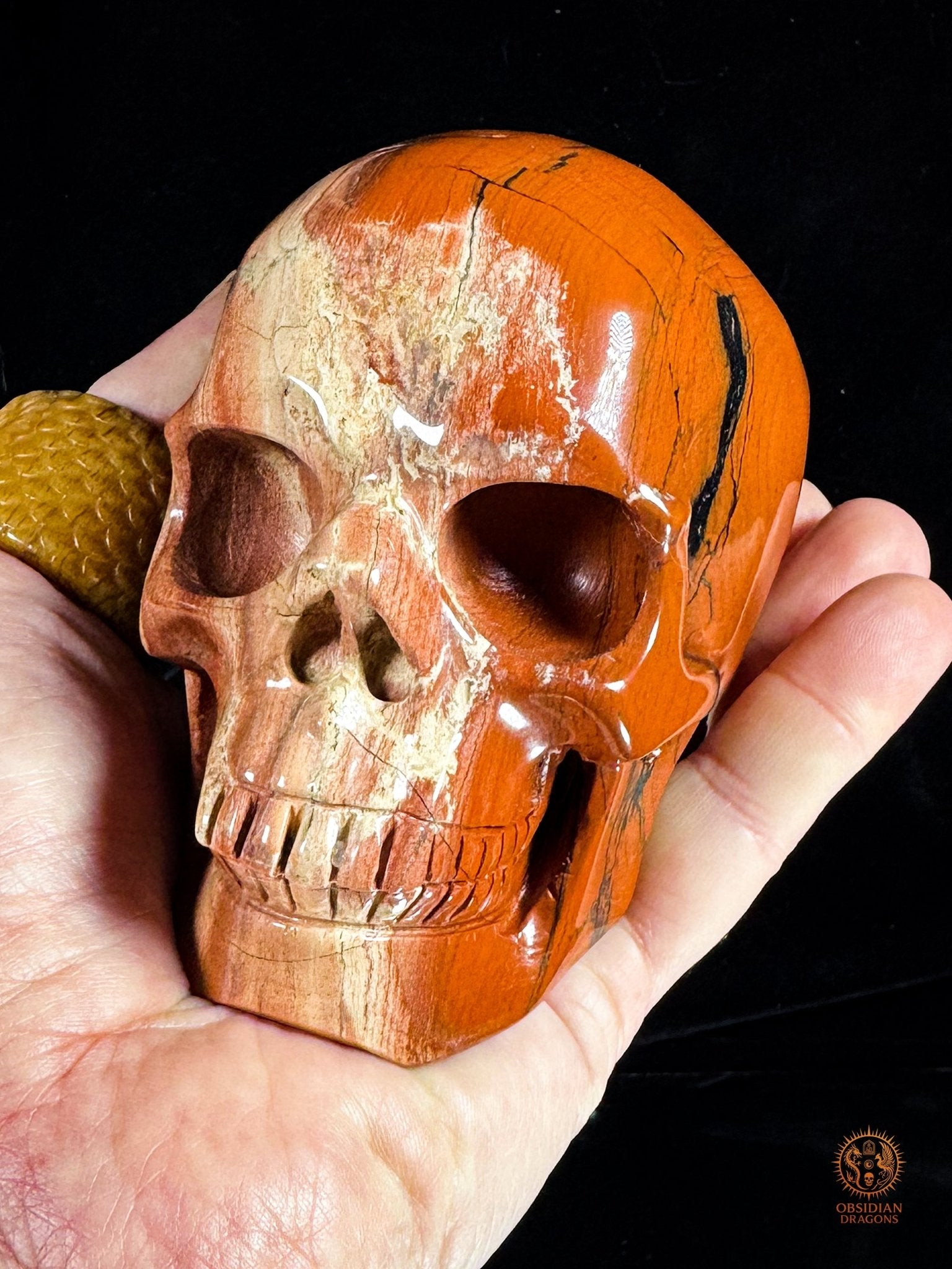 Crâne en Jaspe Rouge – Sculpture en Pierre Naturelle – Pièce Unique | obsidian dragons