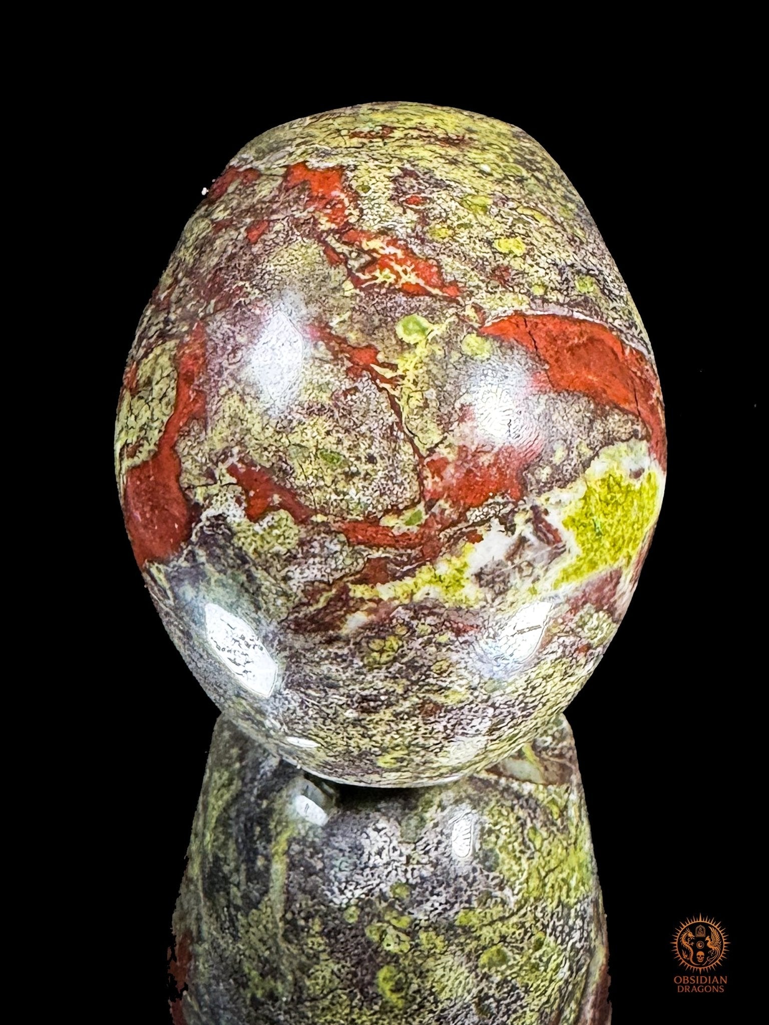 Crâne en Jaspe Sang de Dragon – Sculpture Artisanale | obsidian dragons